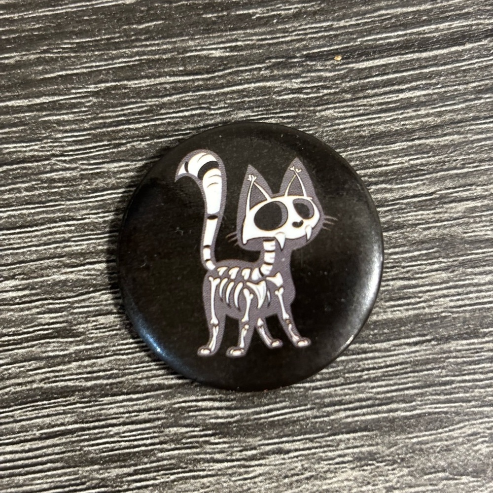 Hot Topic Black Cat Skeleton Button